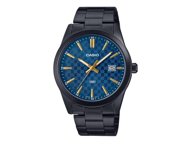 Casio Mens Black Watch with Blue Dial - MTP-VD03B-2AUDF