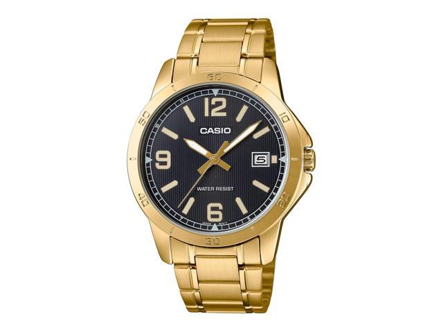 Casio Mens Gold Stainless Steel Watch with Black Dial - MTP-V004G-1BUDF