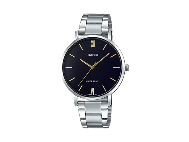 Casio Womens Black Dial Stainless Steel Bracelet Watch - LTP-VT01D-1BUDF