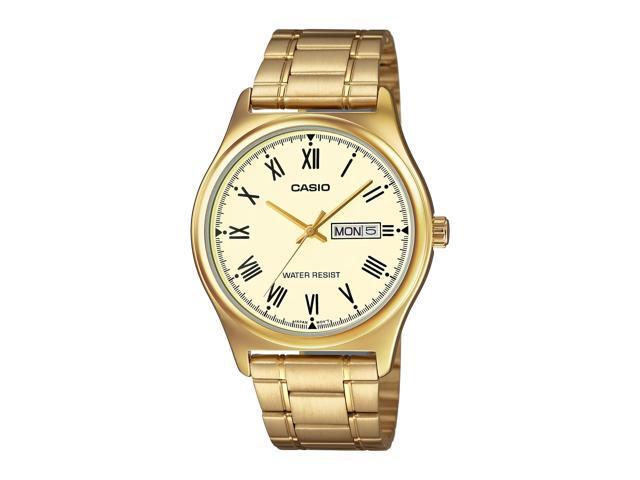 Casio Mens Gold Analog Watch Roman Dial Steel Bracelet - MTP-V006G-9BUDF