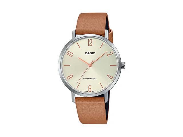 Casio Womens Beige Dial Brown Leather Strap Watch - CasioLTPVT01L5BUDF