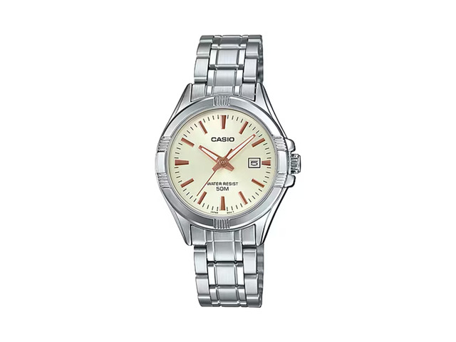 Casio Womens Beige Dial Stainless Steel Bracelet Watch - LTP-1308D-9AV