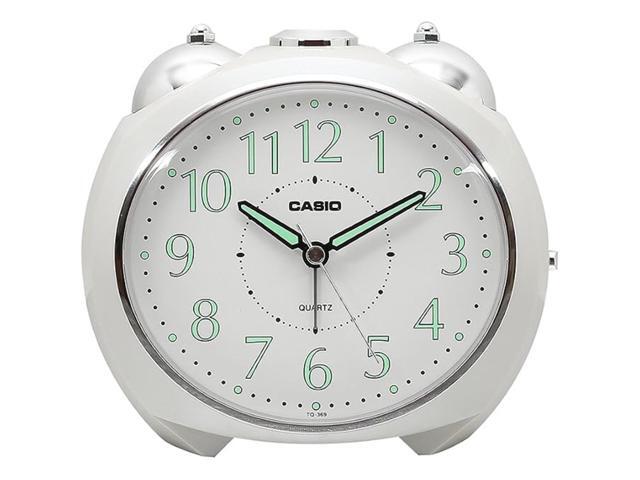 Casio White Analog Twin Bell Alarm Clock with Snooze and Dial Light - TQ-369-7D