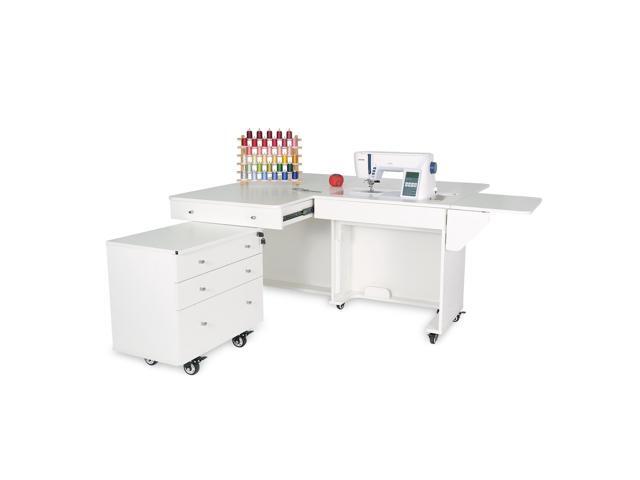 Kangaroo & Joey Sewing Cabinet with Hydraulic Lift, Large Storage Drawers, Joey Rolling Caddy, Rear Quilt Leaf, and Flat Bed Compatibility for...