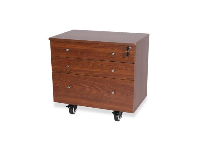 Joey Storage Cabinet 3-Drawer Organizer with Locking Feature, Soft-Closing Drawers - Teak Finish