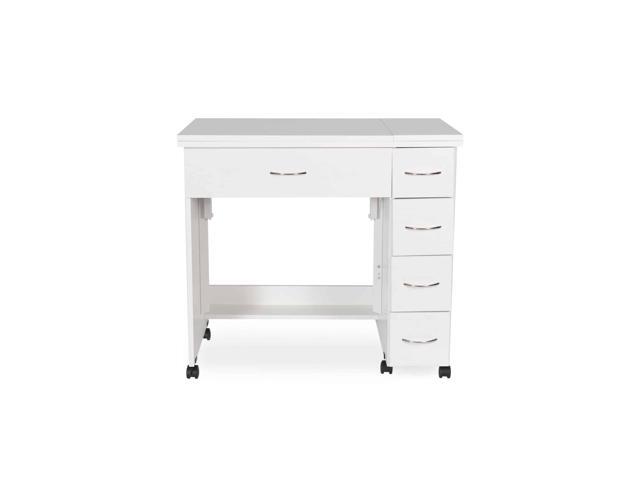 Arrow Sewing Alice Sewing Cabinet Compact Sewing Table with Lift Opening, Storage Shelves & Locking Casters for Sewing and Craft Rooms - Ash White