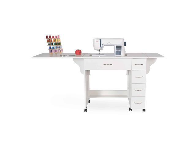 Arrow Sewing Alice Sewing Cabinet Compact Sewing Table with Lift Opening, Storage Shelves & Locking Casters for Sewing and Craft Rooms - Ash White