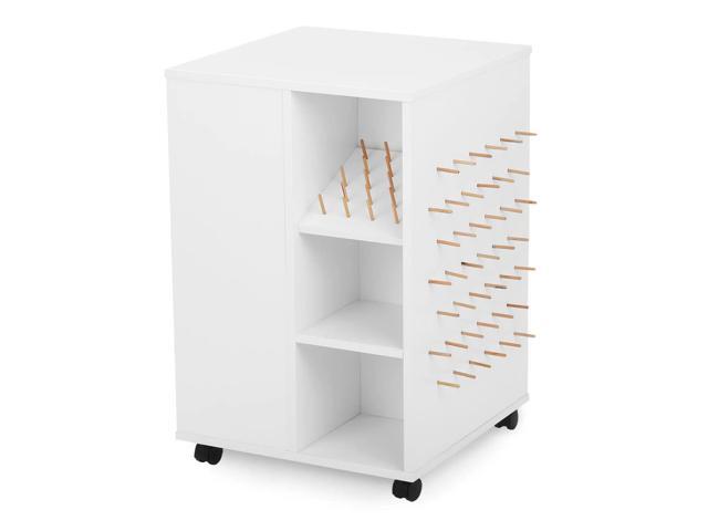 Arrow Sewing Storage Cube Craft Organizer with Locking Casters, Adjustable Shelves, Thread and Bobbin Holders, Ribbon Rods, 360° Access, Compatible...