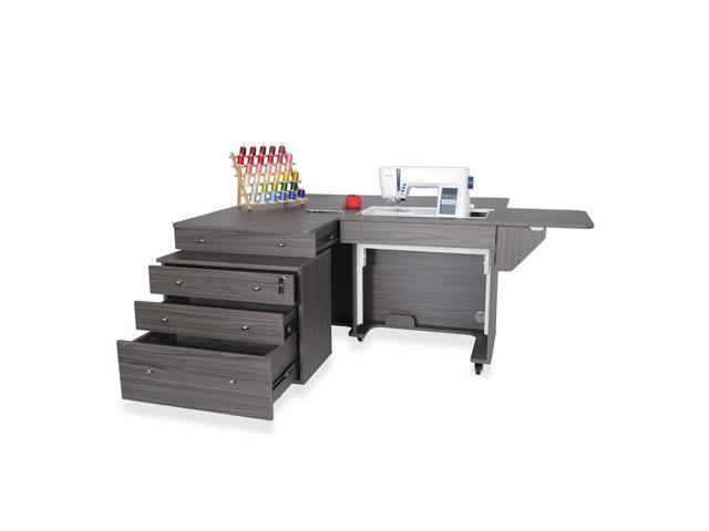 Kangaroo and Joey Sewing Cabinet with 3-Position Hydraulic Lift, Rear Quilt Leaf, Joey Rolling Storage Caddy, Large Drawer, Heavy-Duty Casters ...