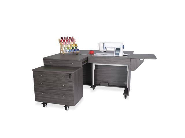 Kangaroo and Joey Sewing Cabinet with 3-Position Hydraulic Lift, Rear Quilt Leaf, Joey Rolling Storage Caddy, Large Drawer, Heavy-Duty Casters ...