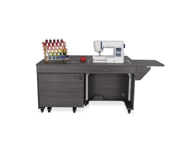 Kangaroo and Joey Sewing Cabinet with 3-Position Hydraulic Lift, Rear Quilt Leaf, Joey Rolling Storage Caddy, Large Drawer, Heavy-Duty Casters ...