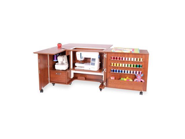 Wallaby Sewing Cabinet with Hydraulic Lift, Extended Workspace, Ample Storage, Locking Doors, Heavy-Duty Casters, Compatible with Acrylic Inserts -...