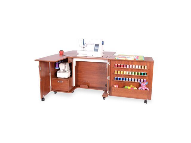 Wallaby Sewing Cabinet with Hydraulic Lift, Extended Workspace, Ample Storage, Locking Doors, Heavy-Duty Casters, Compatible with Acrylic Inserts -...