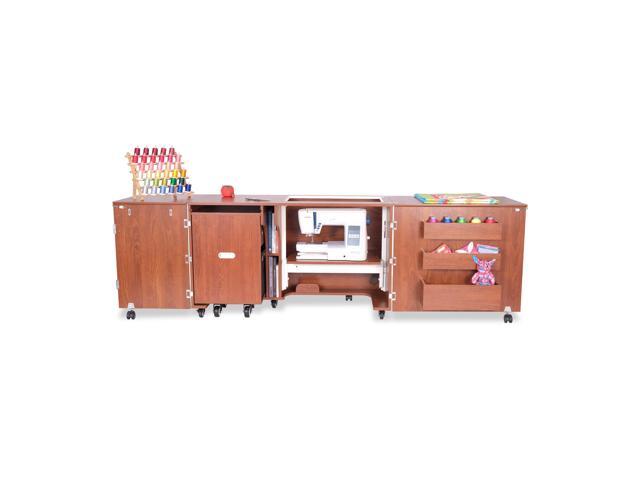 Kangaroo Aussie Sewing Cabinet with Hydraulic Lift, Quilting Extension, Locking Doors, Pull-Out Serger Caddy, Heavy-Duty Casters, Fits Most...