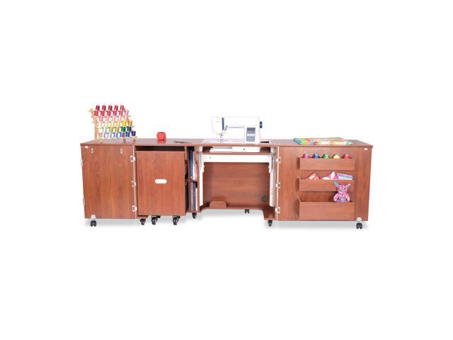 Kangaroo Aussie Sewing Cabinet with Hydraulic Lift, Quilting Extension, Locking Doors, Pull-Out Serger Caddy, Heavy-Duty Casters, Fits Most...
