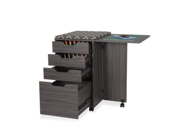 Kiwi Storage Cabinet Multi-Functional Organizer with Removable Ironing Board, Cutting Mat, Soft-Closing Drawers - Gray