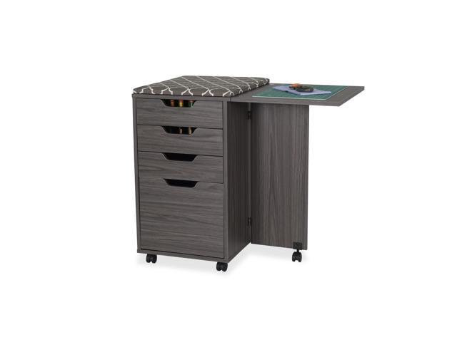 Kiwi Storage Cabinet Multi-Functional Organizer with Removable Ironing Board, Cutting Mat, Soft-Closing Drawers - Gray