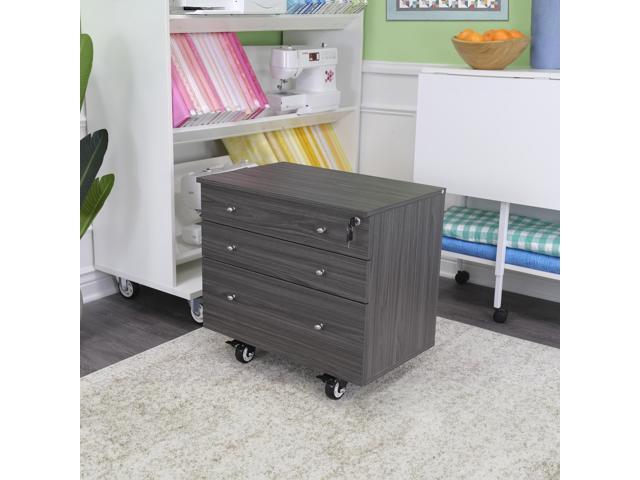 Joey Storage Cabinet with 3 Soft-Closing Drawers, Locking Feature, Heavy-Duty Casters, Compact Design for Sewing Studios, Compatible with Kangaroo...