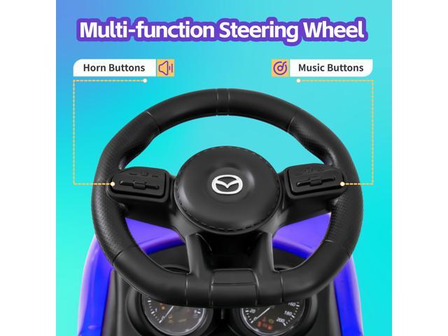 TCARAIWEN Mazda Licensed Ride On Car 3 in 1 Baby Toddler Toy Push Car Stroller 40 lbs Load Capacity with Bluetooth Music LED Lights Blue