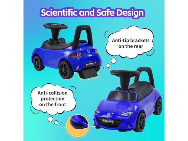 TCARAIWEN Mazda Licensed Ride On Car 3 in 1 Baby Toddler Toy Push Car Stroller 40 lbs Load Capacity with Bluetooth Music LED Lights Blue