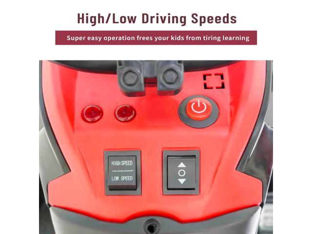 TCARAIWEN 24V Kids Ride on ATV 6mph Electric Power Wheels Quad Car with 2 Speeds Bluetooth Music LED Red