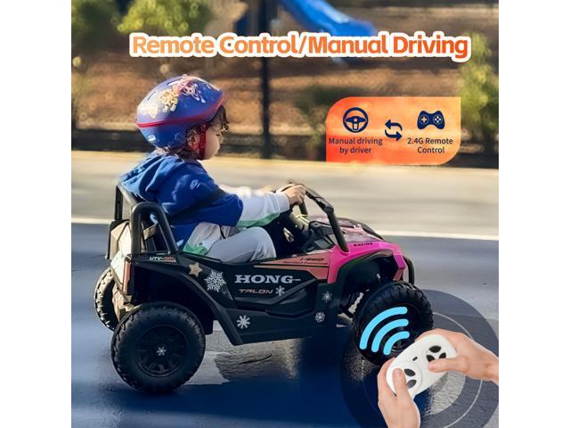 TCARAIWEN 12V Kids Ride on UTV Electric Power Wheels Toy Quad Car with Remote Control High & Low Speed LED Lights
