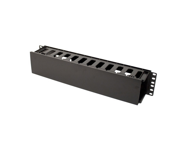 RackSolutions 2U Horizontal Plastic Cable Duct With Cover (3.5in Deep) - Efficient Cable Management