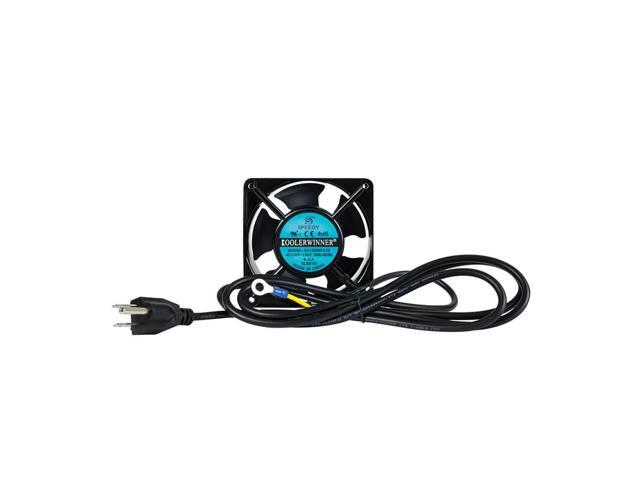 RackSolutions 120mm Fan with 110 Volt Cable and Integrated Grounding Wire Aluminum, Low Noise, 51 CFM Airflow for Wall Mount Racks
