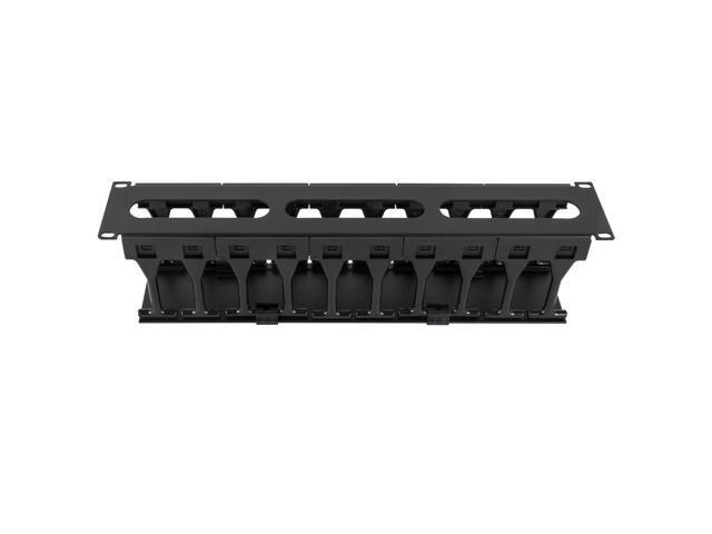 RackSolutions 2U Horizontal High Density Cable Duct with Cover - High Capacity Cable Management, Rear Pass-Through, Organizes and Separates Cables