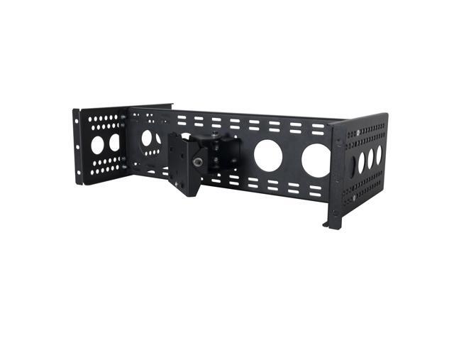 RackSolutions 3U Adjustable Monitor Rackmount with Pan & Tilt Universal Pivot Mount for Server Racks, Adjustable Depth, VESA Compatible