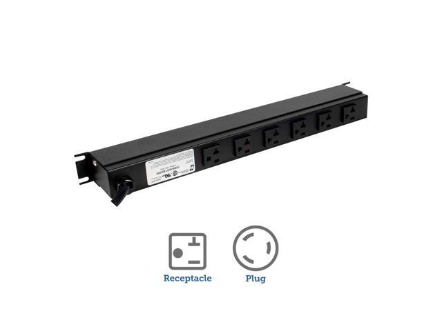 RackSolutions 20A Power Strip, Rear Outlets, 15ft Cord, EIA 19-Inch Compatible