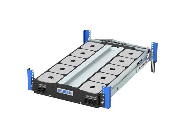 RackSolutions 2U HyperShelf for 10 Mac Mini M4 and M4 Pro (2024), Integrated Airflow, Cable Management, Extends for In-Rack Serviceability