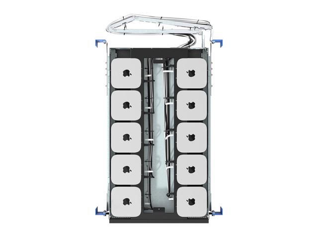 RackSolutions 2U HyperShelf for 10 Mac Mini M4 and M4 Pro (2024), Integrated Airflow, Cable Management, Extends for In-Rack Serviceability
