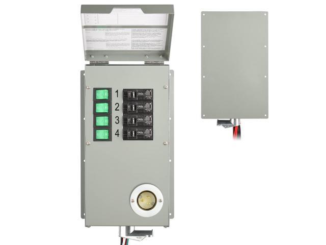Natures Generator Power Transfer Switch Kit 4 Circuits, 15Amps, Indoor Manual Switch, 10 Foot 3 x 14 AWG Power Cord for Generator to Connect...