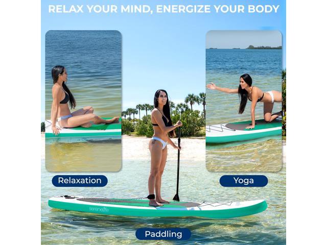 SereneLife Inflatable Stand Up Paddle Board with Premium SUP Accessories, Wide Stable Design, Non-Slip EVA Deck Pad for Youth and Adults
