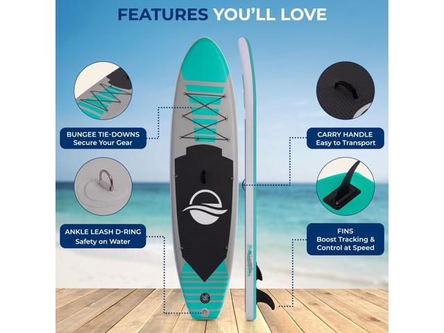 SereneLife 10 Inflatable Stand Up Paddle Board with Premium SUP Accessories, 32 Wide Stable Design, Non-Slip EVA Deck Pad for Adults, 275 lbs....