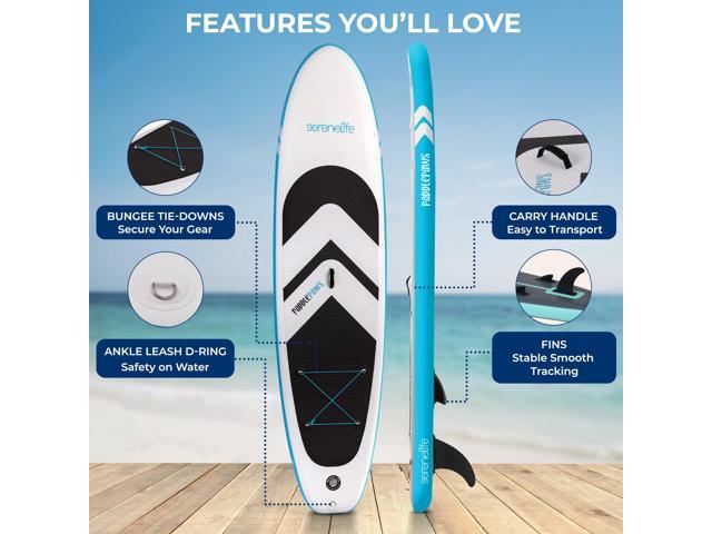SereneLife 116 Inflatable SUP - Pet-Friendly Stand-Up Paddleboard for Adults and Pet Ride Alongs - 35 Wide Stable Design with Non-Slip EVA Deck...