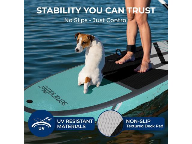 SereneLife 11 Inflatable SUP - Pet-Friendly Stand-Up Paddle board for Adults and Pet Ride Alongs - 35 Wide Stable Design with Non-Slip EVA Deck...