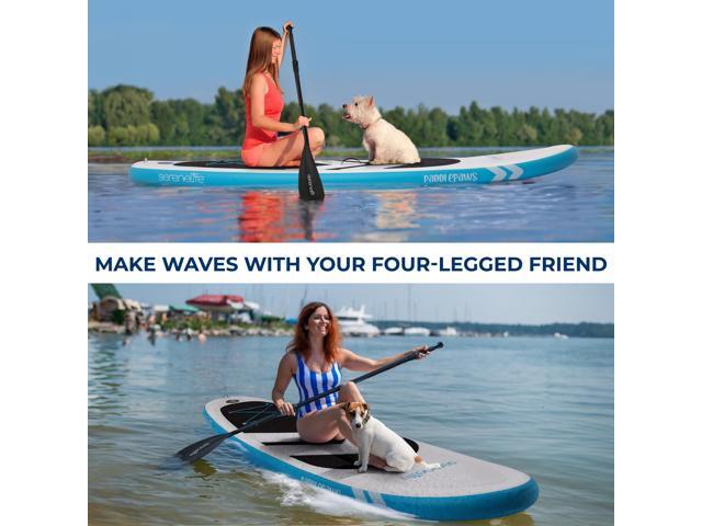 SereneLife 11 Inflatable SUP - Pet-Friendly Stand-Up Paddle Board for Adults and Pet Ride Alongs - 33 Wide Stable Design with Non-Slip EVA Deck...