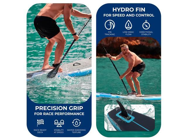 SereneLife 14 Inflatable Stand Up Paddle Board for Racing - 28 Narrow Design for Expert Paddlers with Non-Slip EVA Deck Pad, Includes Premium SUP...