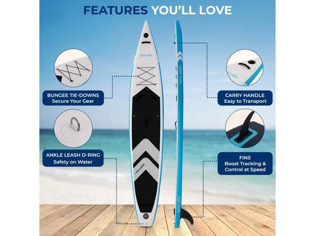 SereneLife 14 Inflatable Stand Up Paddle Board for Racing - 28 Narrow Design for Expert Paddlers with Non-Slip EVA Deck Pad, Includes Premium SUP...