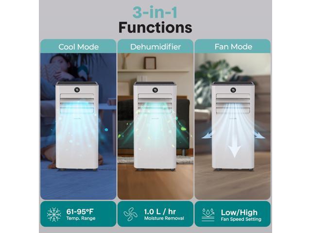 SereneLife SLPAC83W Portable Air Conditioner-8000 BTU Capacity (Ashrae) Compact Home A/C Cooling Unit Only with WiFi Function, Includes Window...