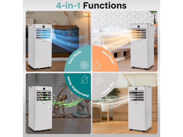 SereneLife SLPACHT102 Portable Air Conditioner & Heater-1000 BTU (Ashrae) Compact Home A/C Unit with Cooling and Heating, Includes Window Mount Kit...