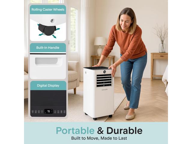 SereneLife SLPAC81 Portable Air Conditioner-8000 BTU (Ashrae) Compact Cooling Unit with Window Mount Kit for Home Use (White)