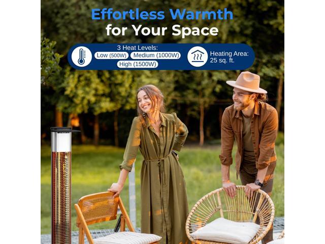 SereneLife Infrared Patio Heater, 1500W Electric Heater with Remote, Quiet Operation, IP65 Approved, Three Heat Levels, Indoor/Outdoor for Patio,...