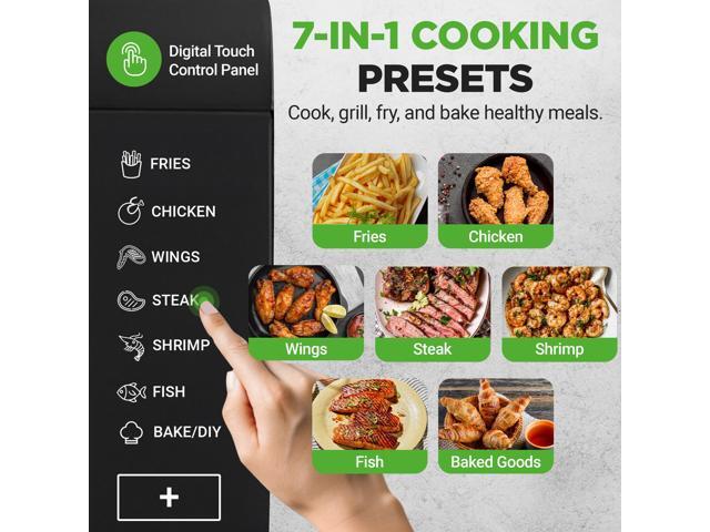 NutriChef 4 QT Air Fryer & Grill 8-1 Preset Cook Modes Transparent Fry Bowl for Best Cooking Results Cook Shrimp, Steak, Fries, Wings & More...