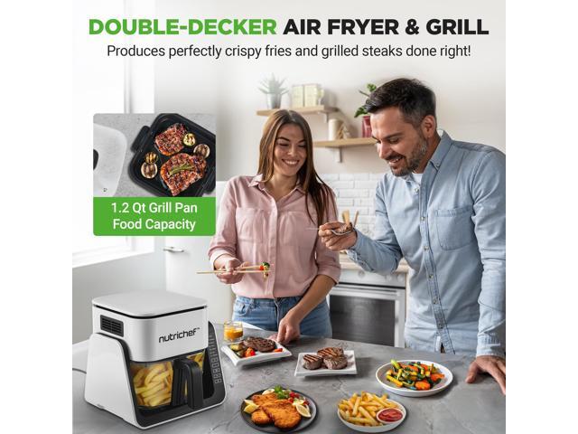 NutriChef 4 QT Air Fryer & Grill 8-1 Preset Cook Modes Transparent Fry Bowl for Best Cooking Results Cook Shrimp, Steak, Fries, Wings & More...