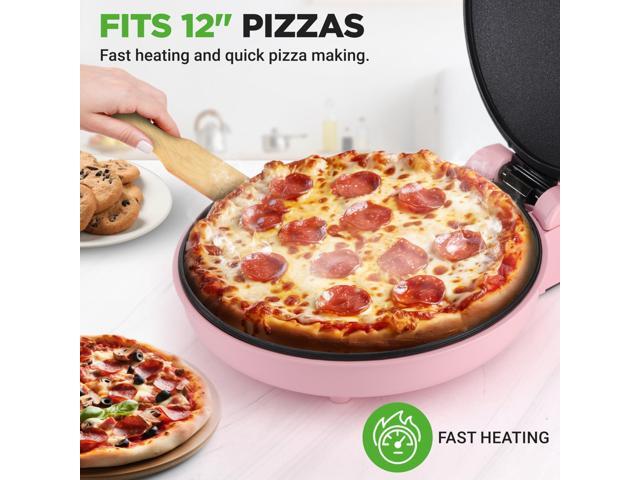 NutriChef Countertop Pizza Maker 1500W Non-Stick Electric Pizza Cooker Make 12' Personal Pizzas, Eggs, Toast & More Cool-Touch Handles,...