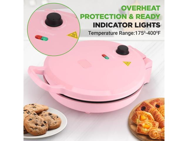 NutriChef Countertop Pizza Maker 1500W Non-Stick Electric Pizza Cooker Make 12' Personal Pizzas, Eggs, Toast & More Cool-Touch Handles,...