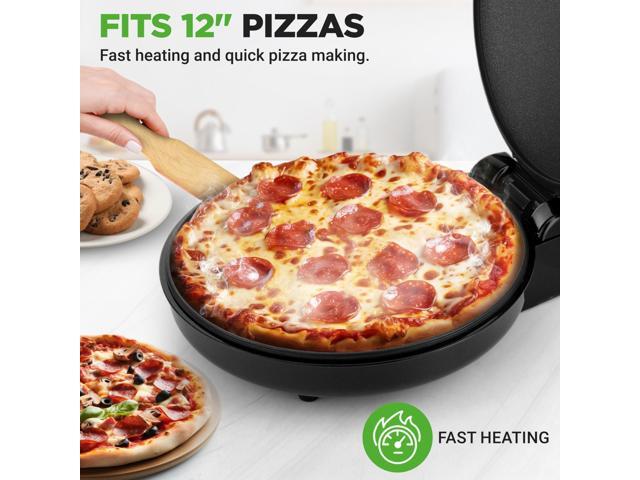 NutriChef Countertop Pizza Maker 1500W Non-Stick Electric Pizza Cooker Make 12' Personal Pizzas, Eggs, Toast & More Cool-Touch Handles,...